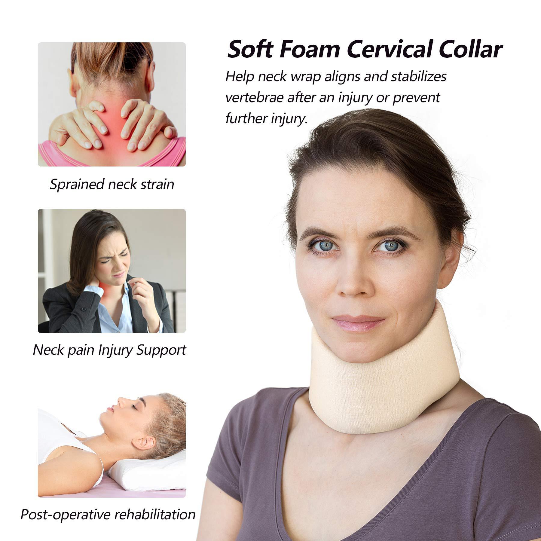 Cozyhealth Soft Foam Neck Brace Universal Cervical Collar, Adjustable Neck Support Brace for Sleeping - Relieves Neck Pain and Spine Pressure, Neck Collar After Whiplash or Injury (2.5\" Depth Collar, L)