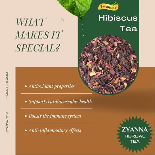 ZYANNA Zyanna Hibiscus Tea - Natural Dried Hibiscus Flower (50Cups) - Pure Floral Herbal Loose Tea, Caffeine Free,And Rich In Antioxidants And Boosts Immunity - (Hibiscus, 100gm)