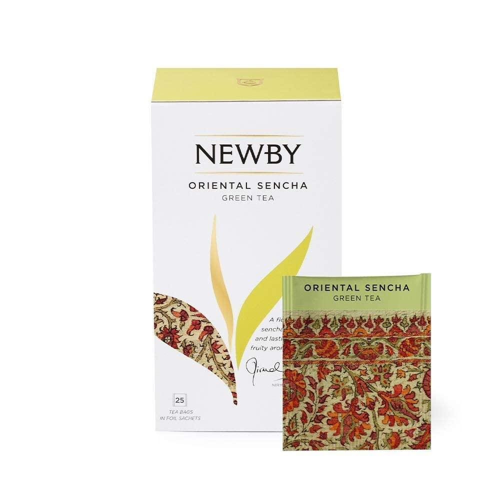 Newby Newby Oriental Sencha Green Tea | 25 Herbal Tea Bags With Carrot, Chamomile Flowers, Marigold Flowers, Natural Mango & Papaya Flavour | 50 gm