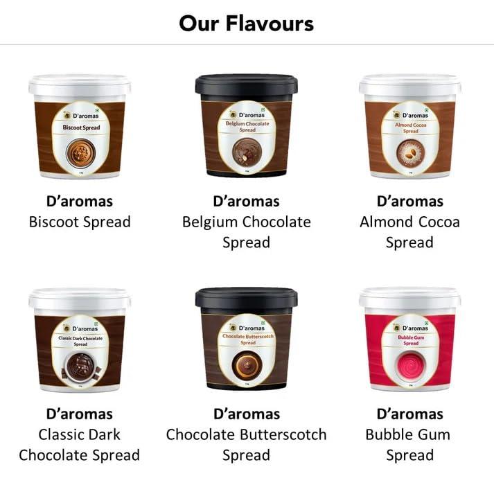 D\'aromas D\'aromas Cookies & Cream Spread, 4kg, Healthy Breakfast Bread Spread, 100% Vegetarian, Top It On Fresh Fruits, Dessert, Milkshake, Bread & Waffles With All Natural Ganache (Each 1kg) (Pack Of 4)