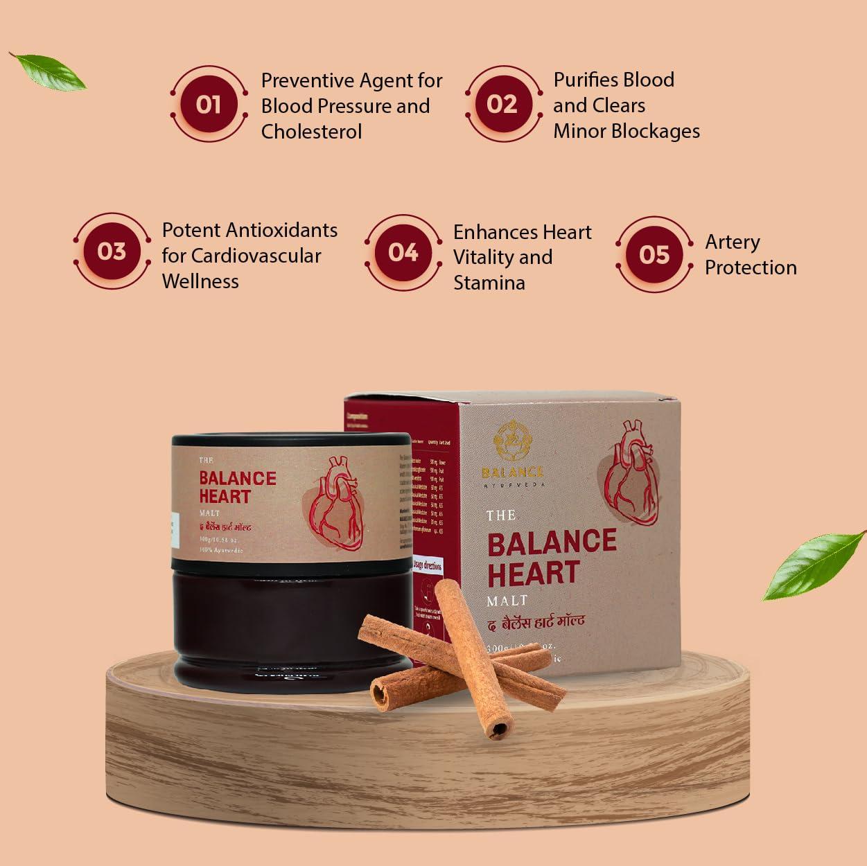 The Balance Balance Ayurveda Heart Malt: Nourish Your Cardiovascular Health Naturally - Blood Pressure & Cholesterol Support (300gm)