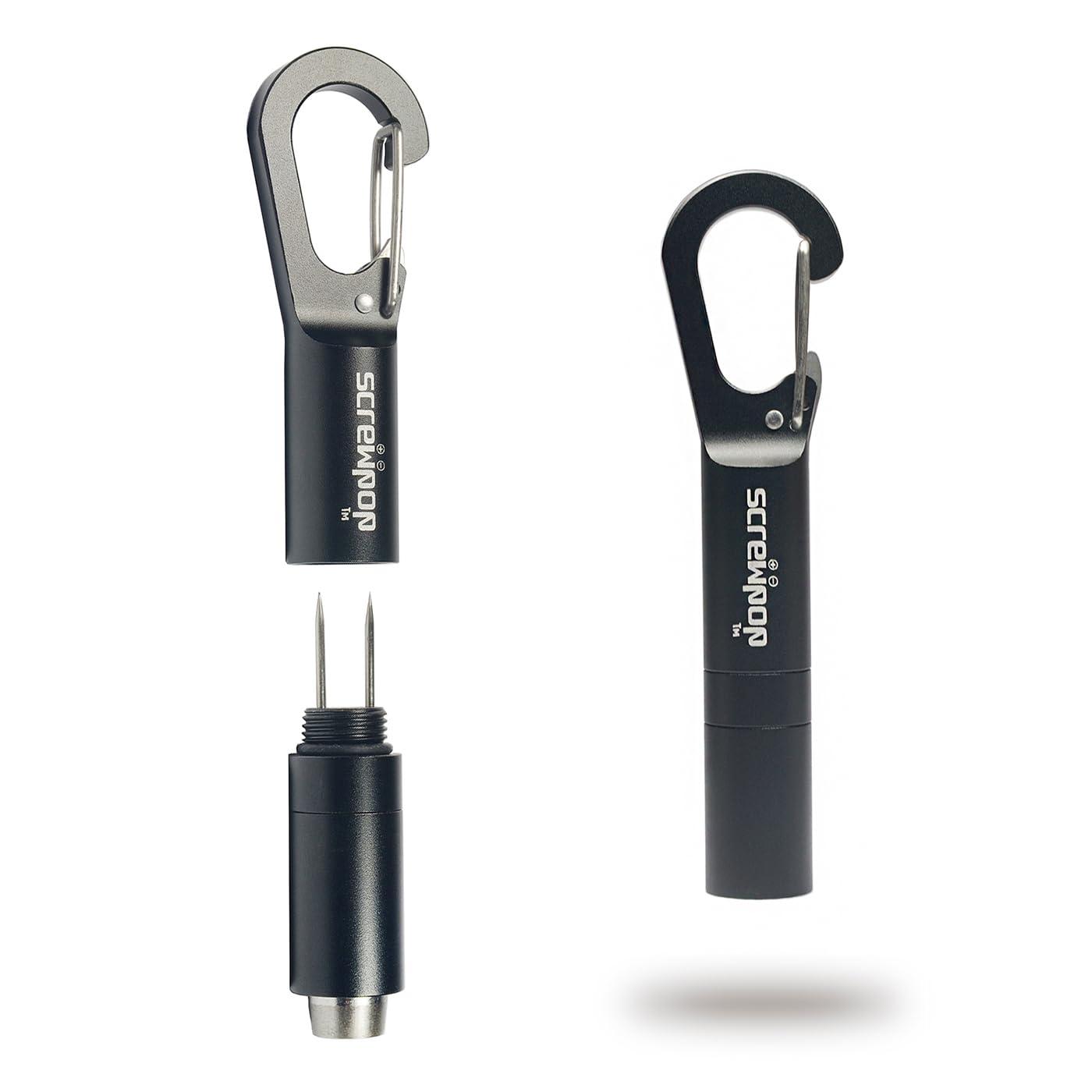 Screwpop Screwpop Cigar Punch 3.0 Ultra Sharp Anodized Black Carabiner Clip Bottle Opener