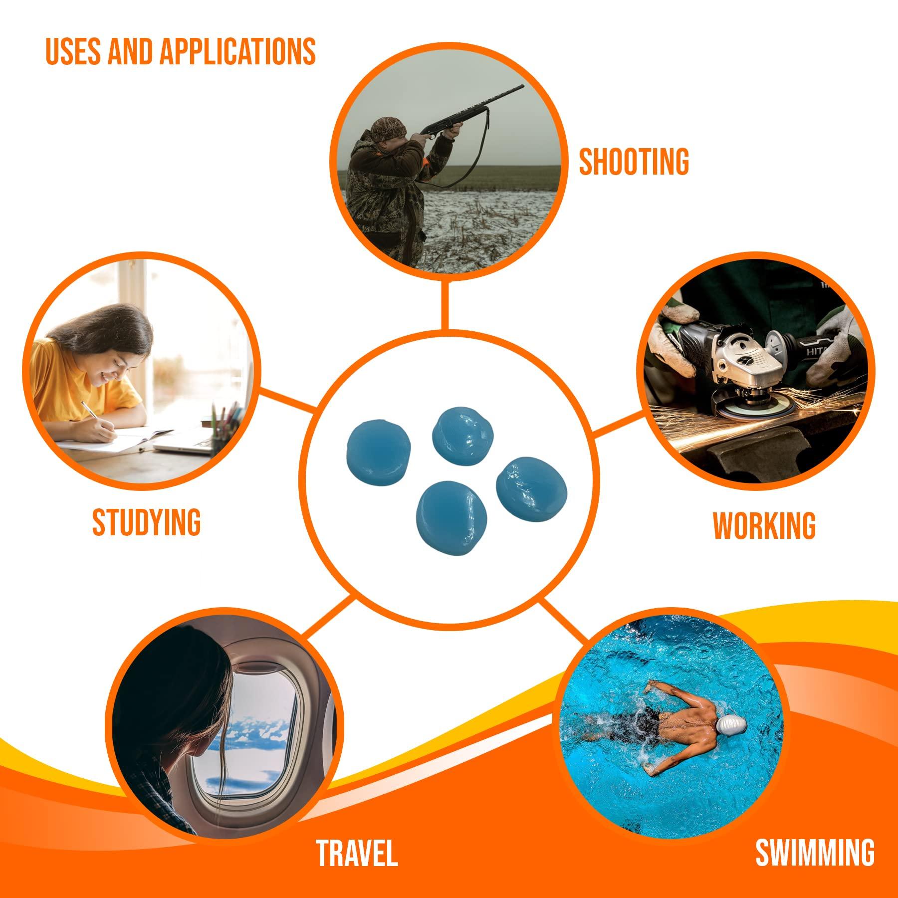 Mobi Lock Ear Plug - Reusable Silicone Wax Ear Plugs for Sleeping, Swimming - Pack of 30, Blue - 32db Noise Cancelling Earplugs With Portable Plastic Case - Hearing Protection for Travel, Concert - by Mobi Lock