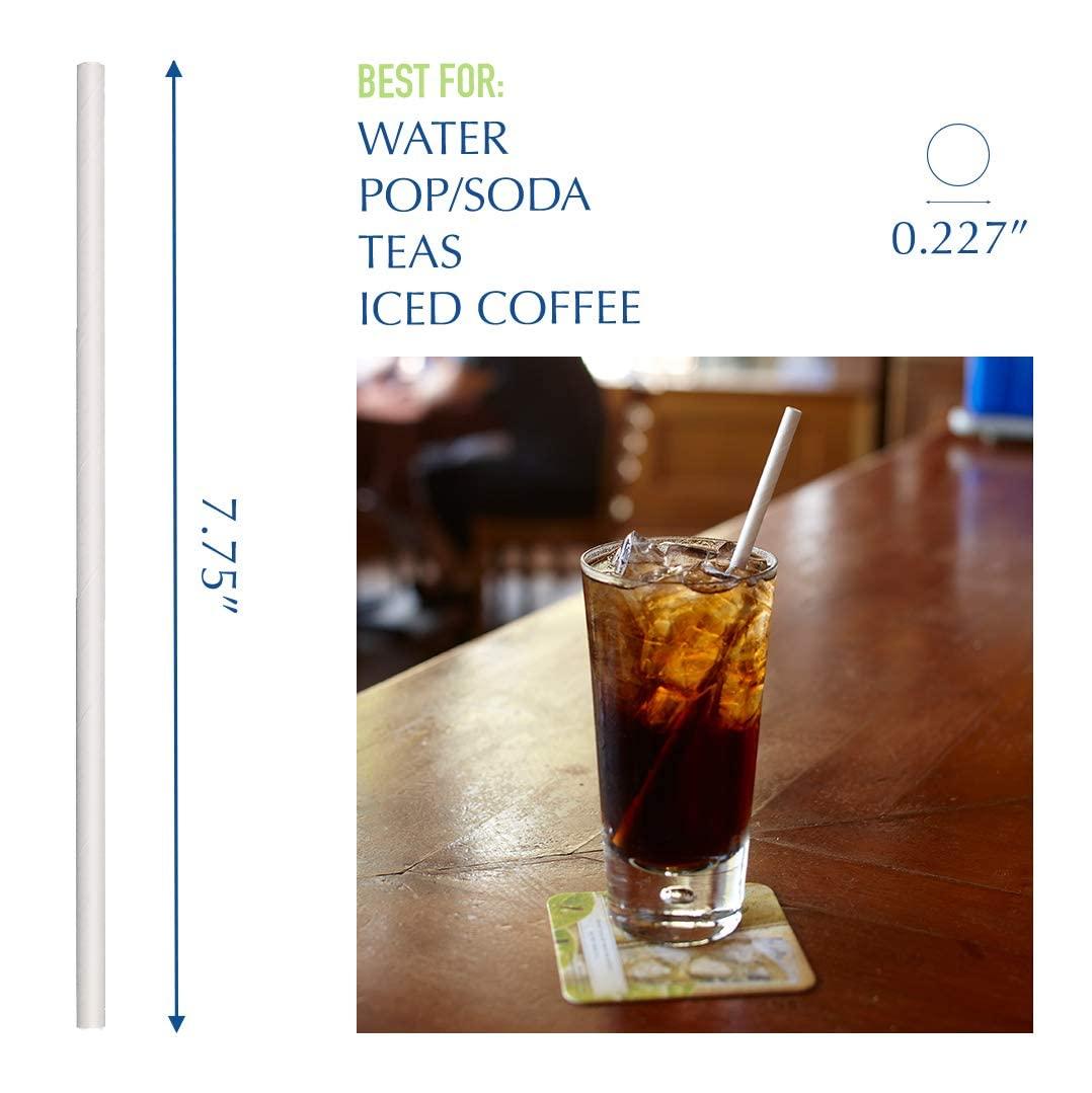 Happy Space Happy Space - 8mm White Paper Straw for Milkshake (Pack of 50, 8mm Wide Paper Straws & 8in Long) - Eco-Friendly, Biodegradable