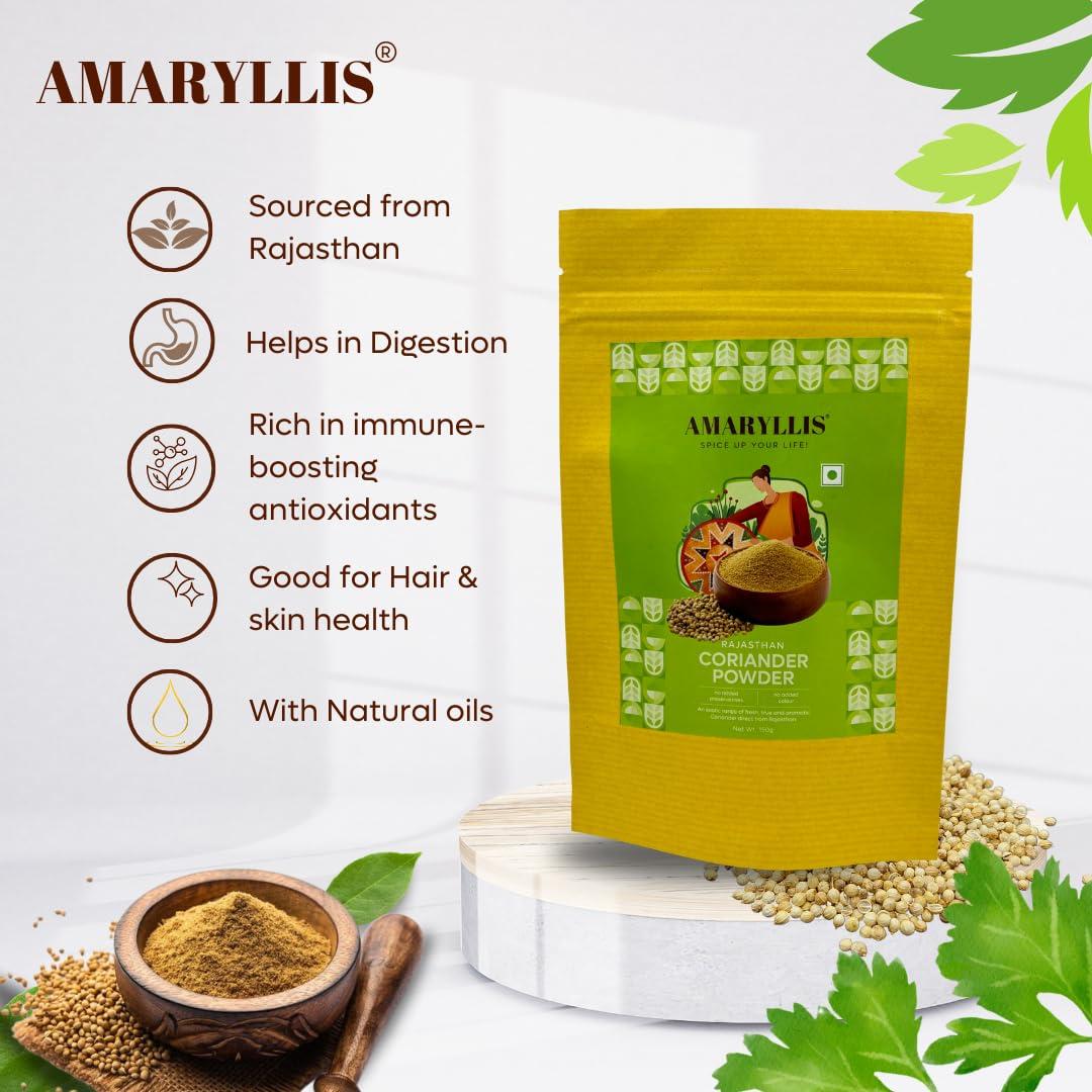 AMARYLLIS AMARYLLIS Corainder/Dhaniya Powder(Hand-Pounded), Natually Processed & 100% Organic with Zero Added Flavours & Colors(Chemical Free) | Rajasthan Special |250 grams
