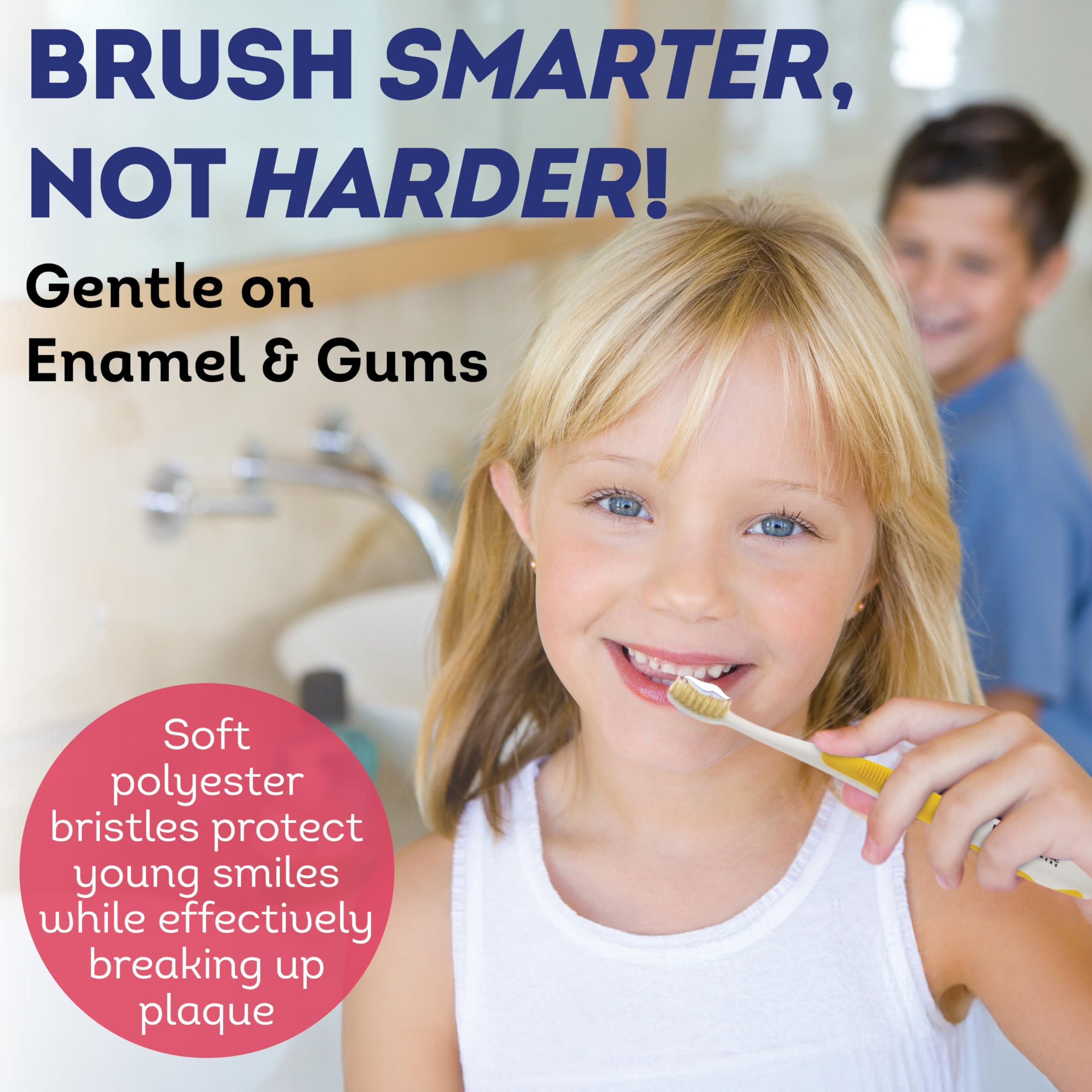 MOUTHWATCHERS MOUTHWATCHERS Dr Plotkas Extra Soft Kids Toothbrushes Manual Flossing Toothbrushes | Ultra Clean Toothbrushes | 2 Pack - Pink and Yellow Childrens Toothbrushes