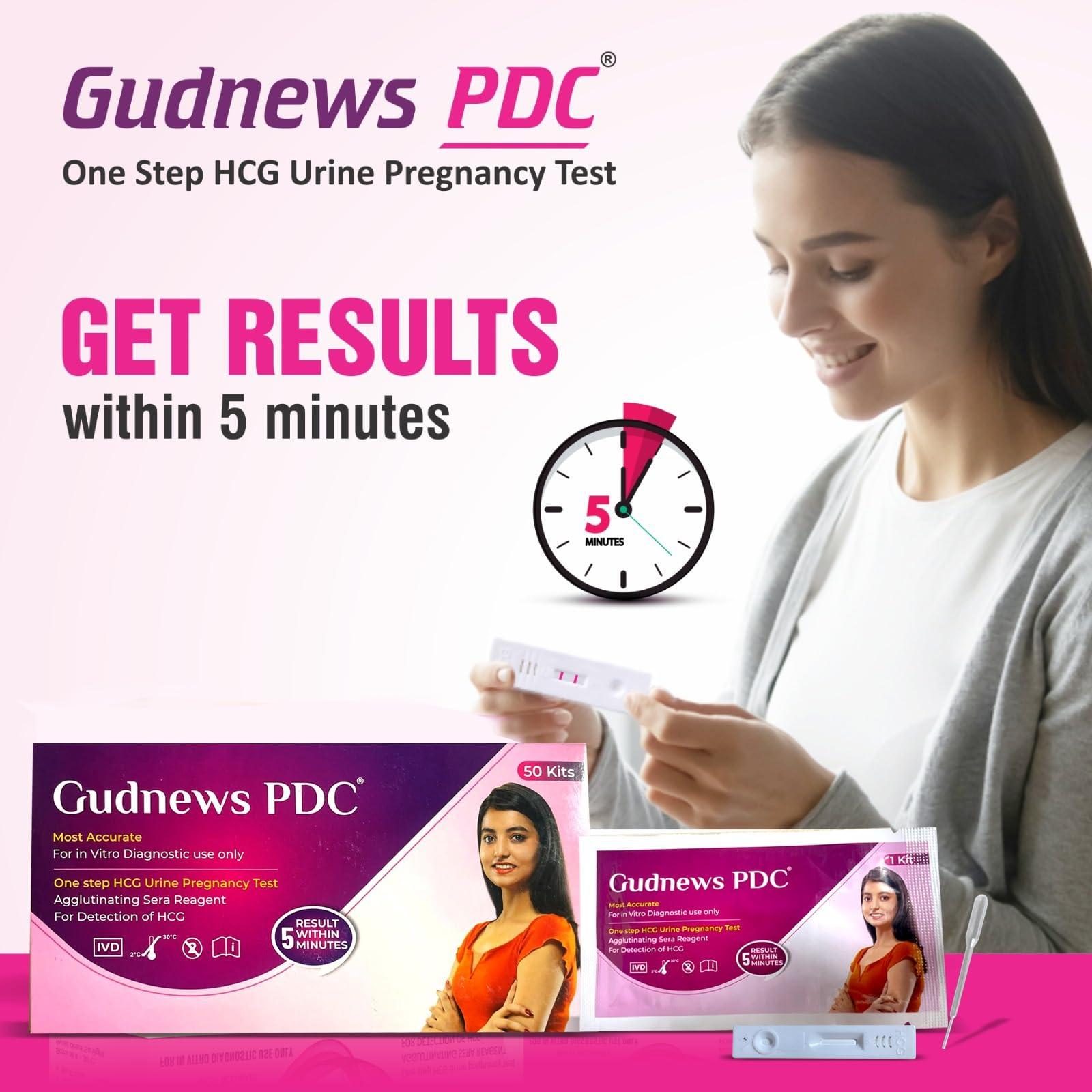 GUDNEWS PDC Gudnews PDC One Step HCG Urine Pregnancy Test Kit Device Results within 5 Mins (Pack of 2) kits