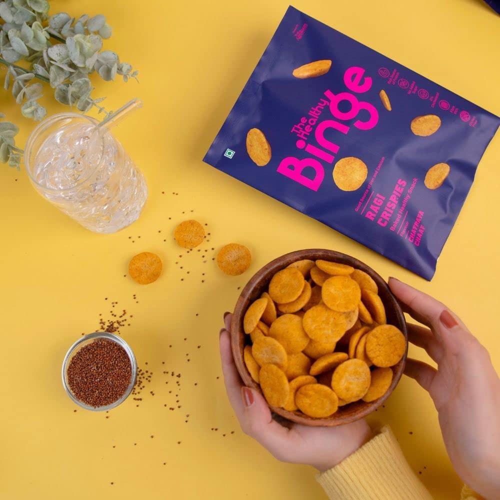 The Healthy Binge Ragi Chips Combo Pack| Baked not Fried | As seen on Shark Tank India| Healthy Snacks| 0% cholesterol High Protein & Fiber | No MSG| Chatpata Chaat & Cajun Spice Flavour| Pack of 24