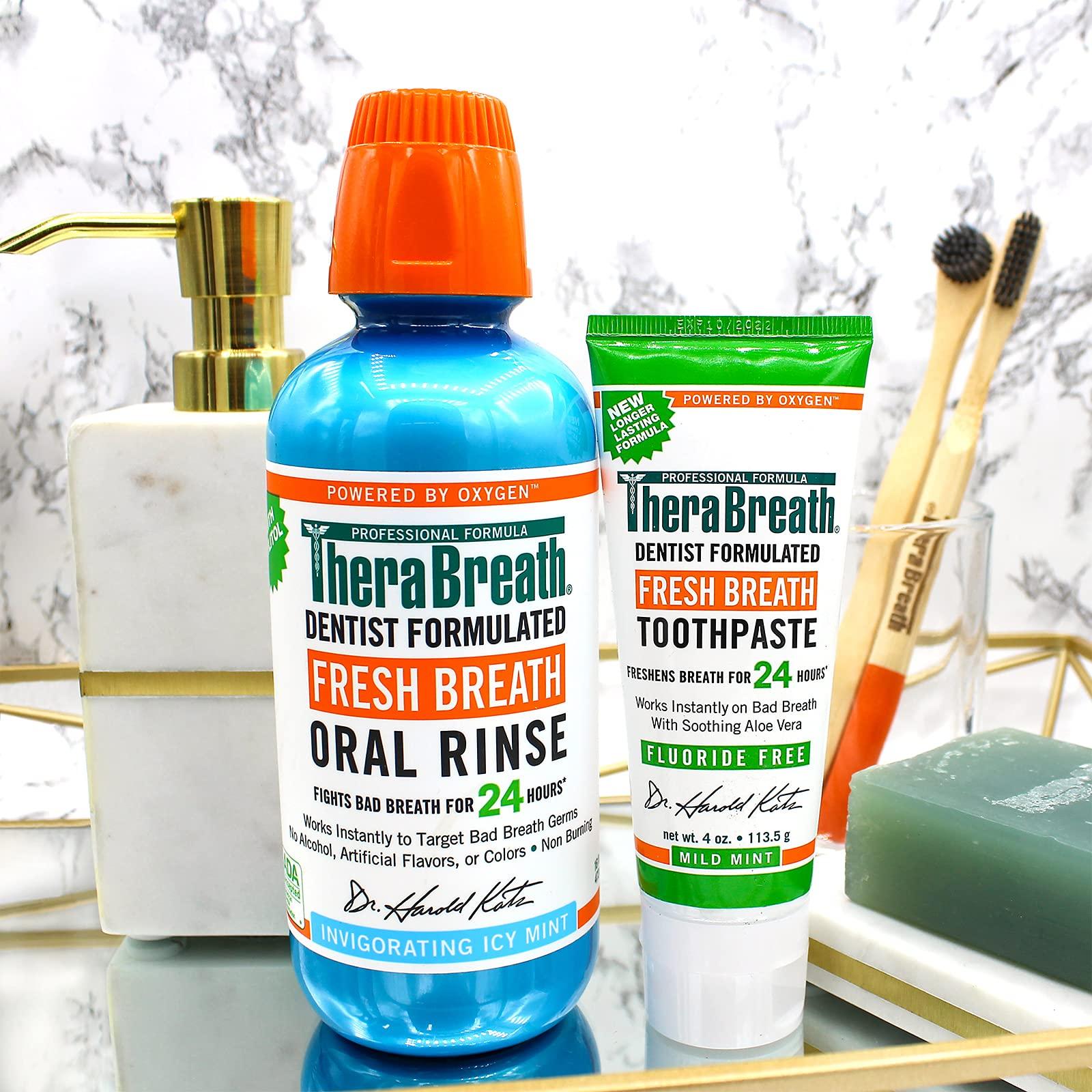 TheraBreath TheraBreath Dentist Formulated Fresh Breath Toothpaste without Fluoride, Mild Mint (4 oz) - Pack of 2