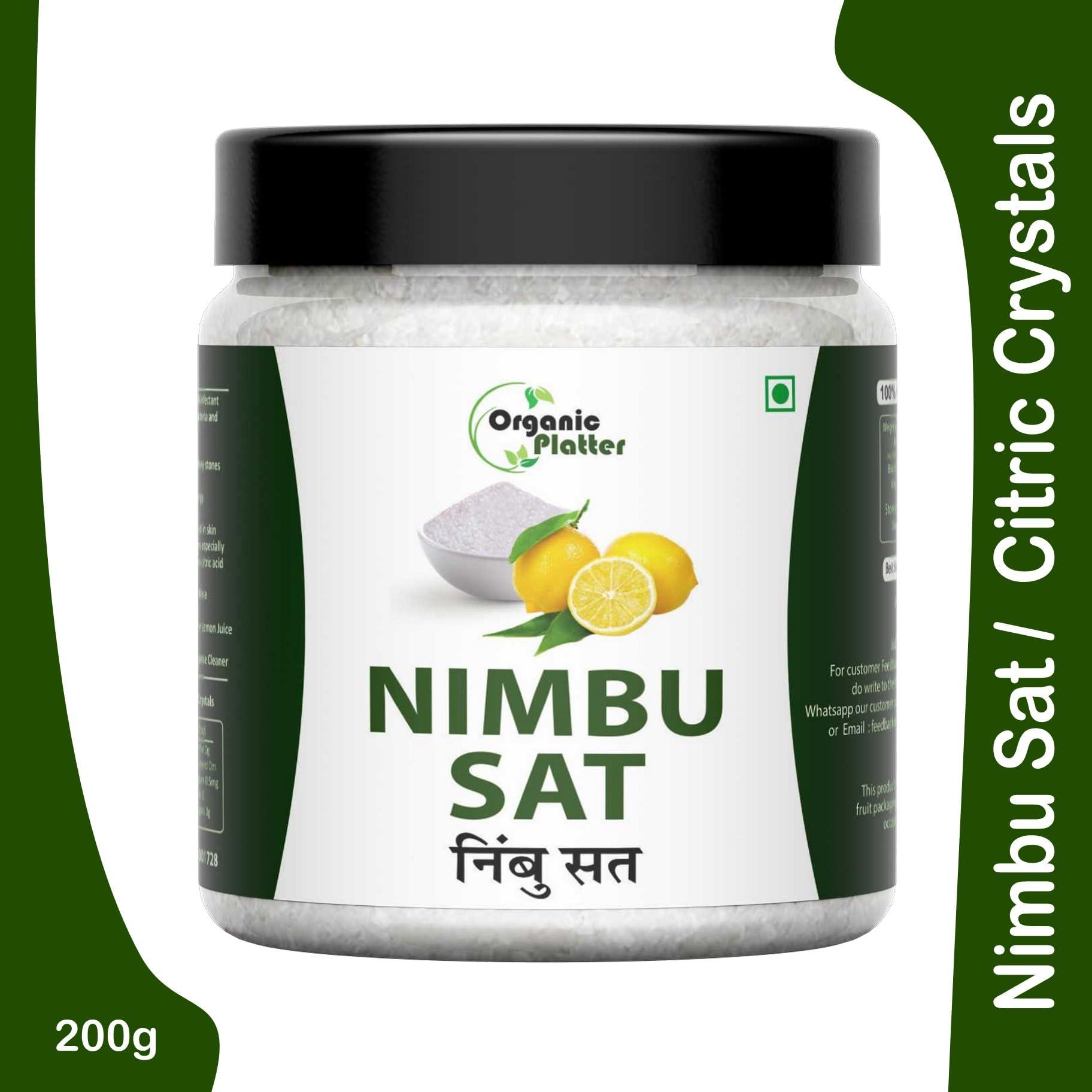 Organic Platter Citric Acid | 100% Pure | Lemon Salt | Tatri | Nimbu Sat | Nimbu sat Dana | Citrus Citric -JAR (100)