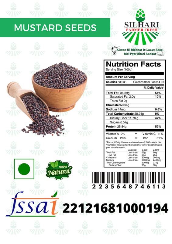 SILHARI FARMER FRESH SILHARI FARMER FRESH Mustard Seeds Small/Sarson k beenj/Ava Ginjalu | Chemical Free & Pesticides Free | Unadulterated | Rich Flavour | Minimally Processed (500 Gram)