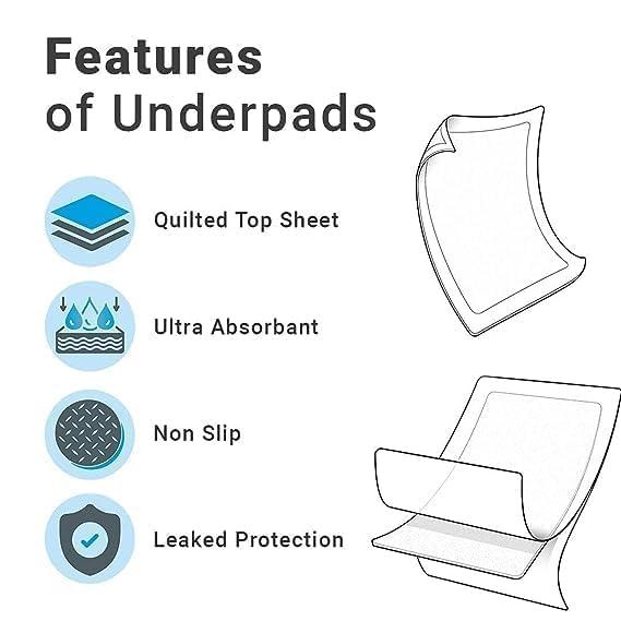 stoe stoe Underpad Sheet Large 60, 90 in Bulk Packing of 100 Pieces (Blue, Large Size)