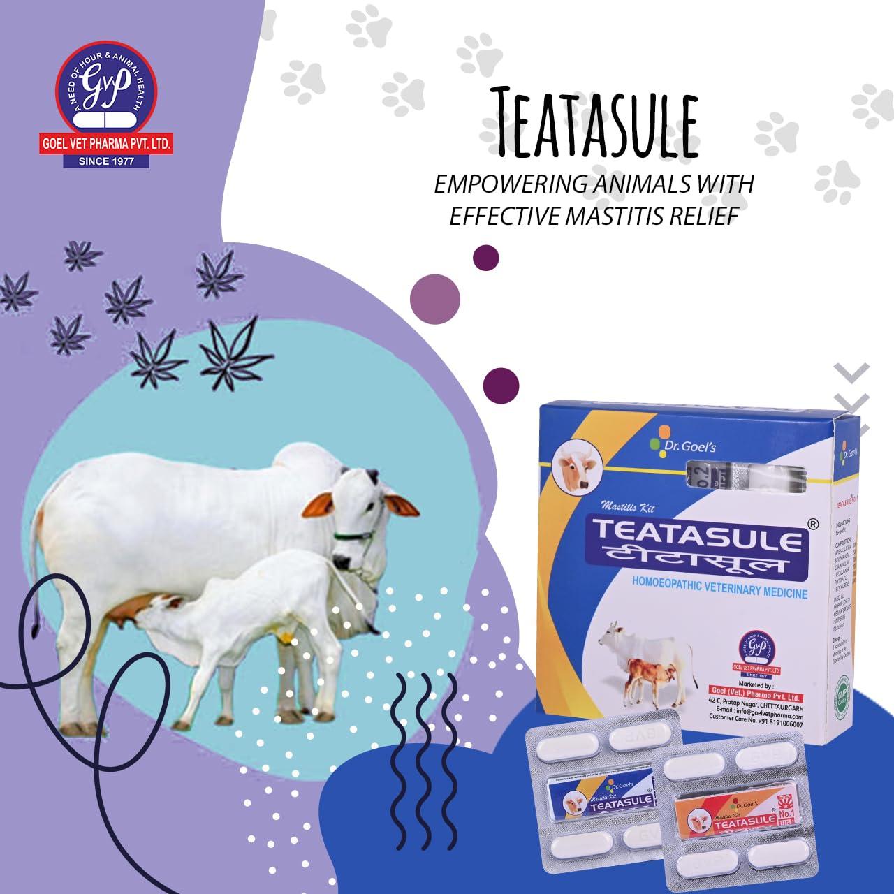 DR GOEL\'S DR GoelS Teatasule Mastitis Kit for Cattle Homeopathic Remedy Tablets for Acute, Sub-Acute, & Clinical Mastitis Helps Cows & Buffaloes No Side Effects (2 Strips of 4 Tab)