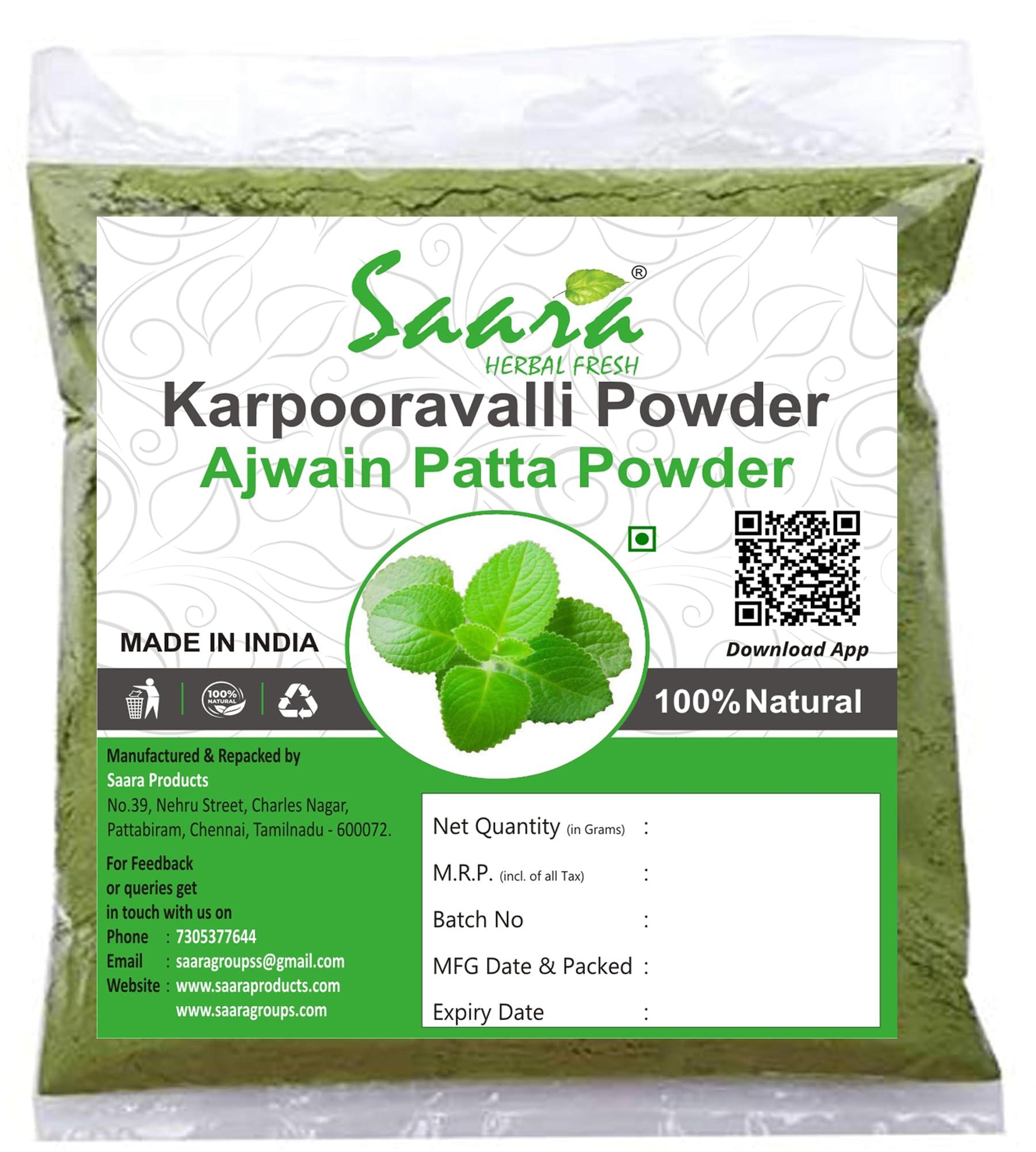 SAARA Saara HERBAL FRESH Karpooravalli Powder,100g, Coleus Amboinicus, Omavalli Leaves, Indian Borage, Patta Ajwain, Vamu Aaku, Panikoorka Leaves Powder,(pack of 1 x 100g)