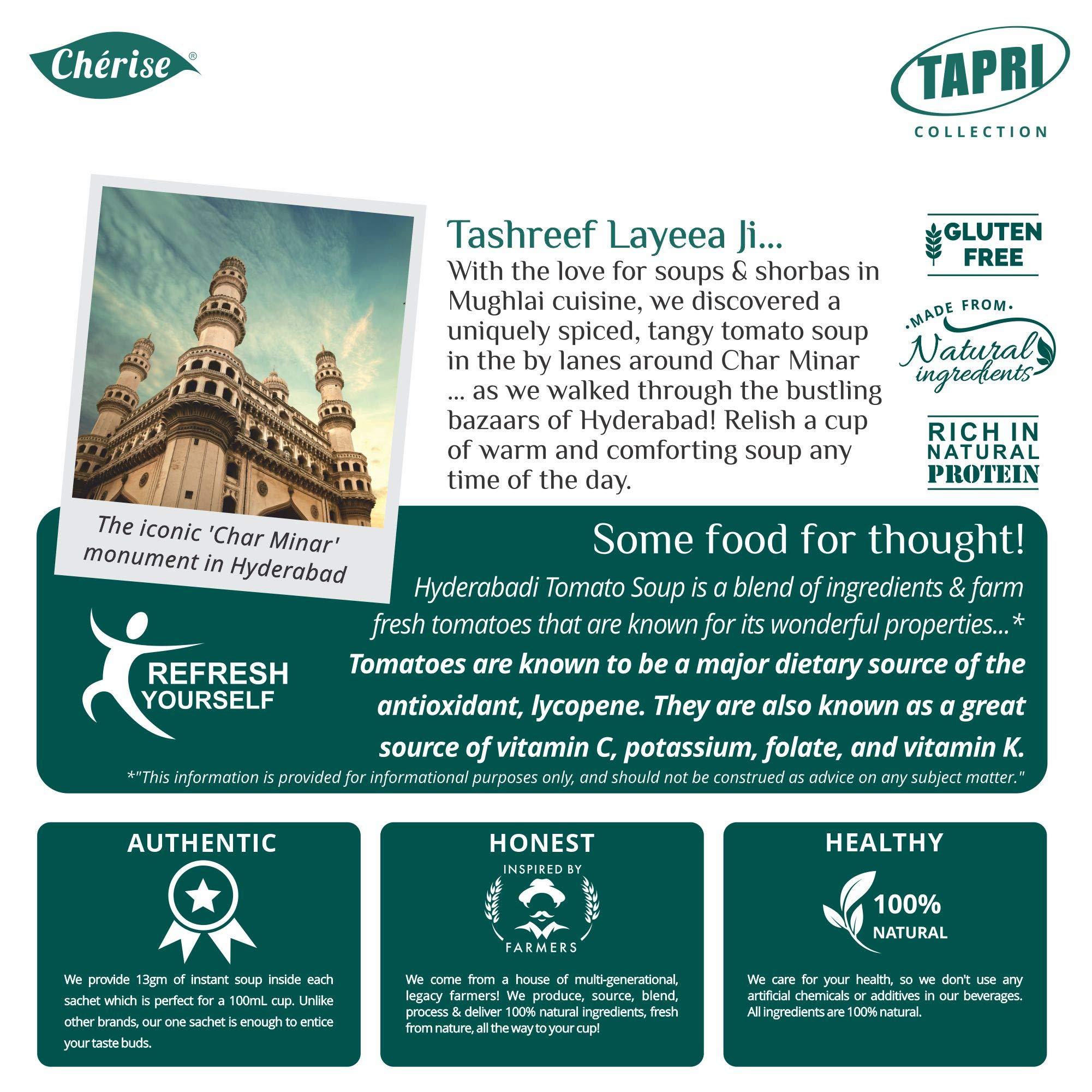 Cherise Cherise Tapri Premium Hyderabadi Tomato Soup Premix, 13 g x 7 Sachets (Pack of 2)