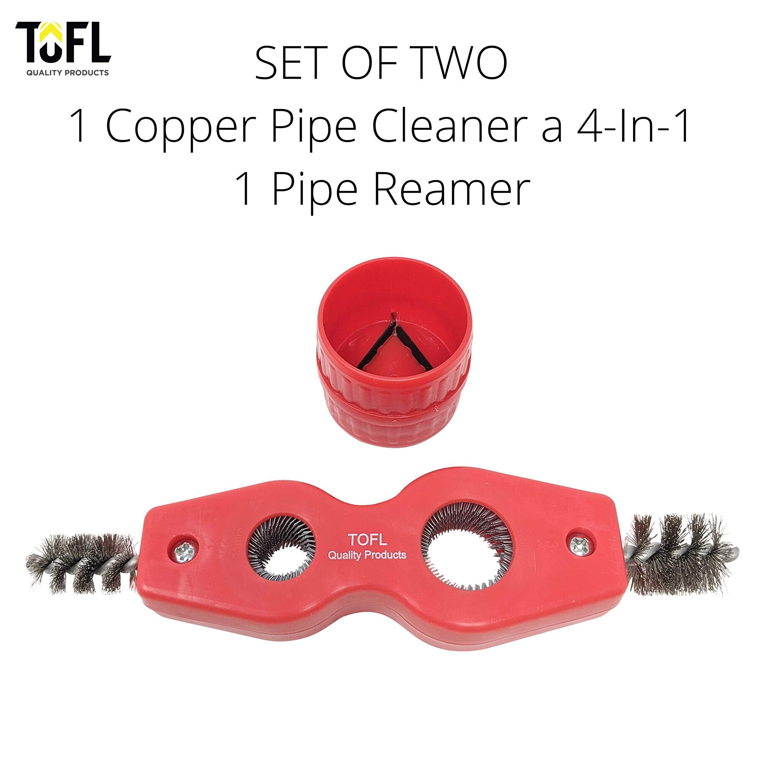 TOFL Copper Pipe Cleaner and Reamer Value Set - Tested and Proven by Plumbers To Prepare Pipes To Solder-4 in 1 Pipe Cleaner and Pipe Reamer, Plummers Use to Do The Job, Purchase Together To save You Money