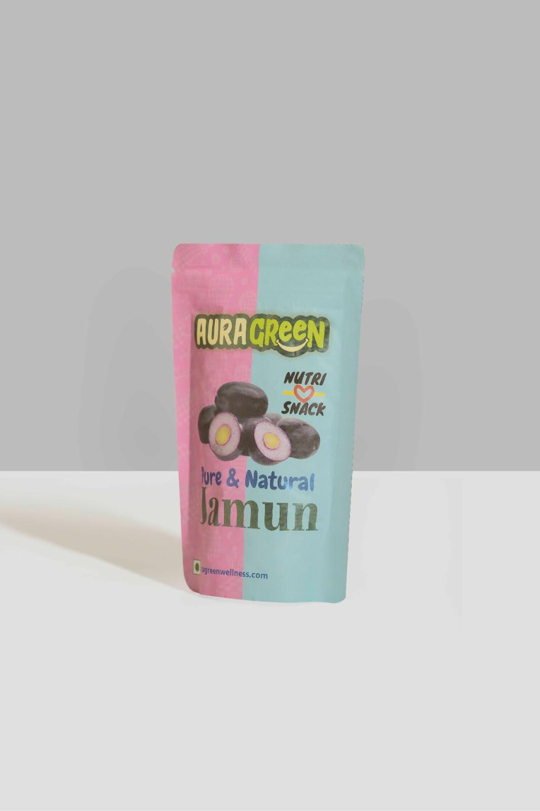 Aura Green Aura Green Freeze Dried Jamun Cubes 100% All Natural Vegan Gluten Free No Artificial Preservatives Trans Fat Free Low Calories Jamun Flavour, 15 grm each (Pack of 1)