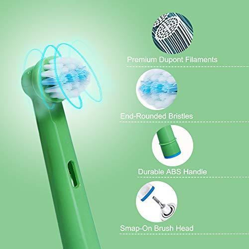 ANBOO Kids Toothbrush Replacement Heads for Oral-B, Extra-Soft Bristles, Fits Both Electric and Battery Braun Oral-B Brushes, Except Vitality Sonic, CrossActino Power, Sonic Complete, Pulsonics, EB-10A