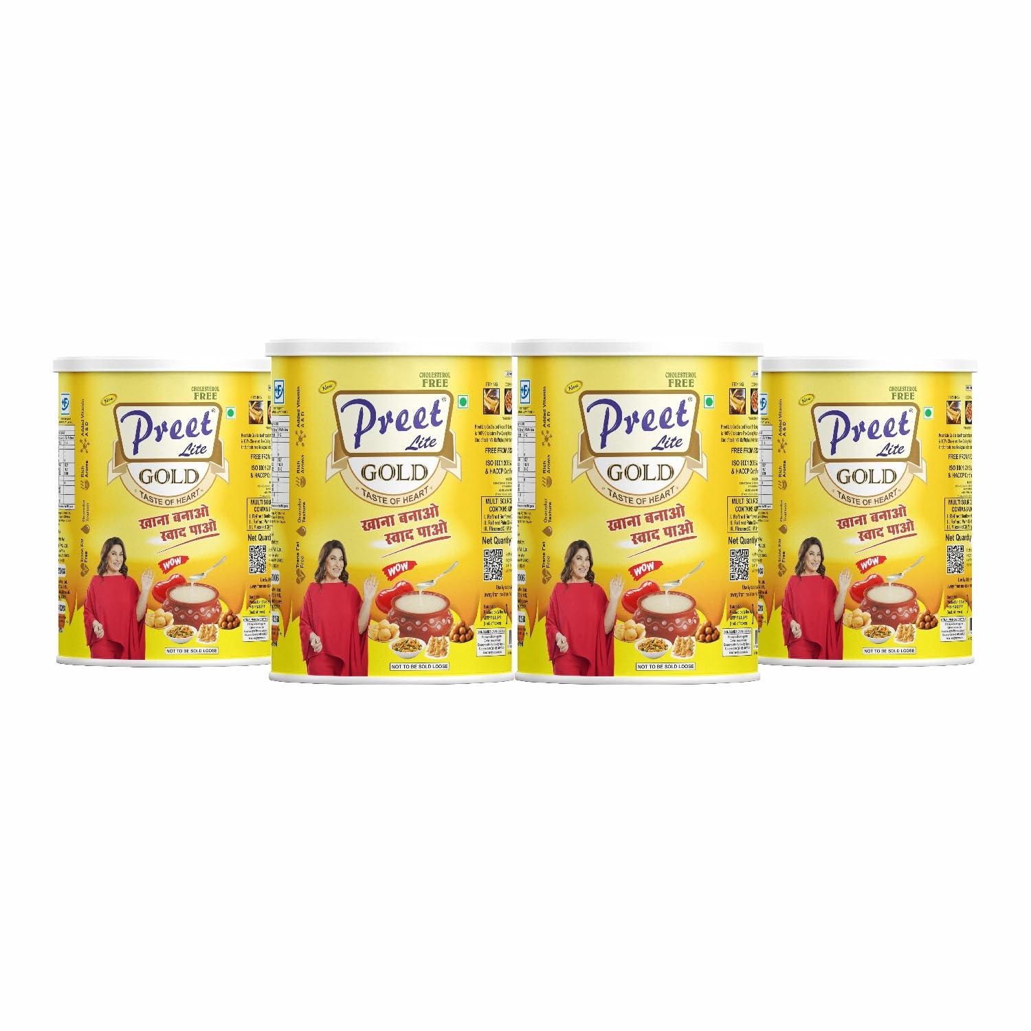 New Preet Lite Gold New Preet Lite Gold 100% Vegan Multi Source Edible Oil (1x4) 4 Litre Combo Pack