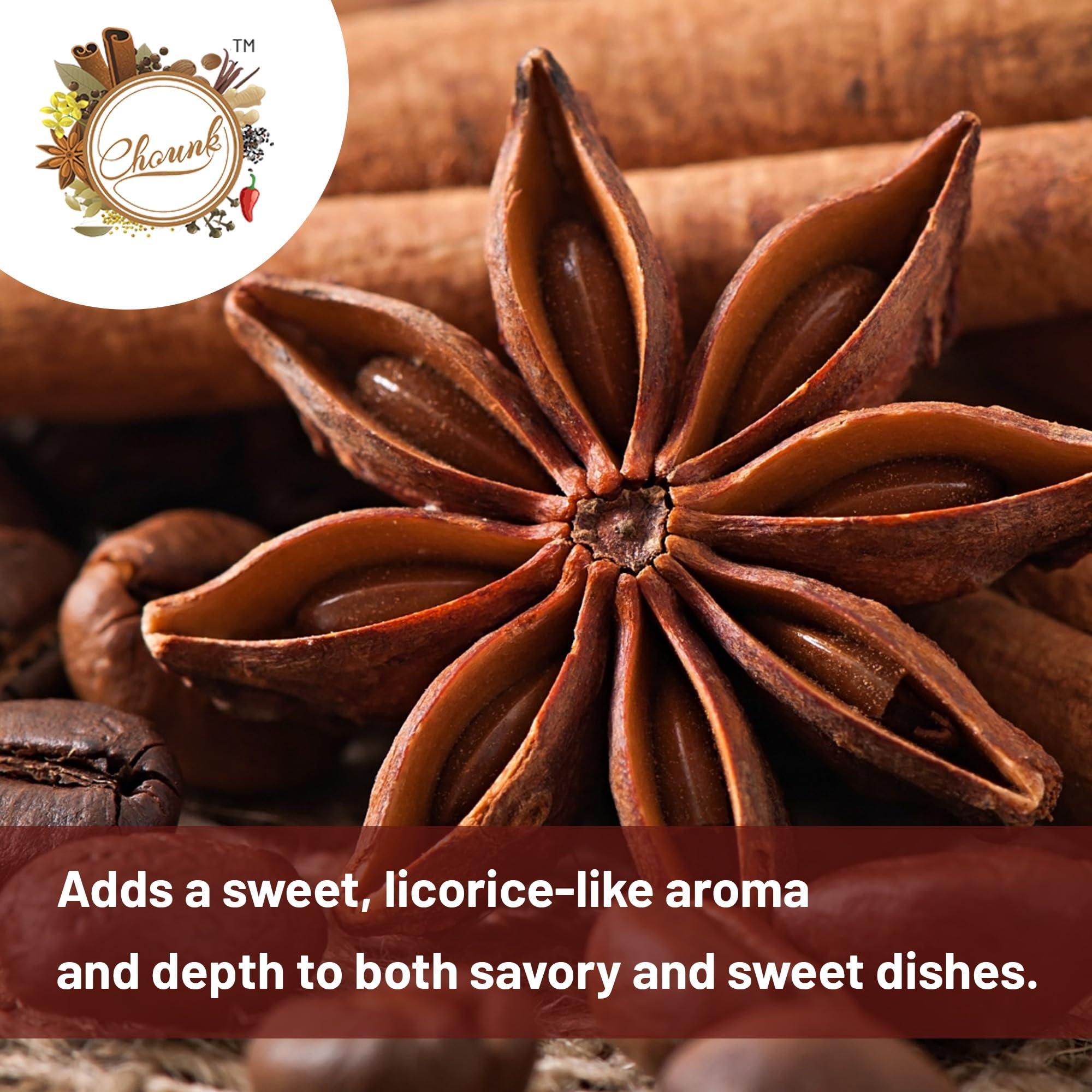 Chounk Chounk Natural Star Anise Spices Whole | Organic Chakri Phool | Badiyan Phool Whole Spices with No Preservatives, No Additives | Star Anise seeds 50g