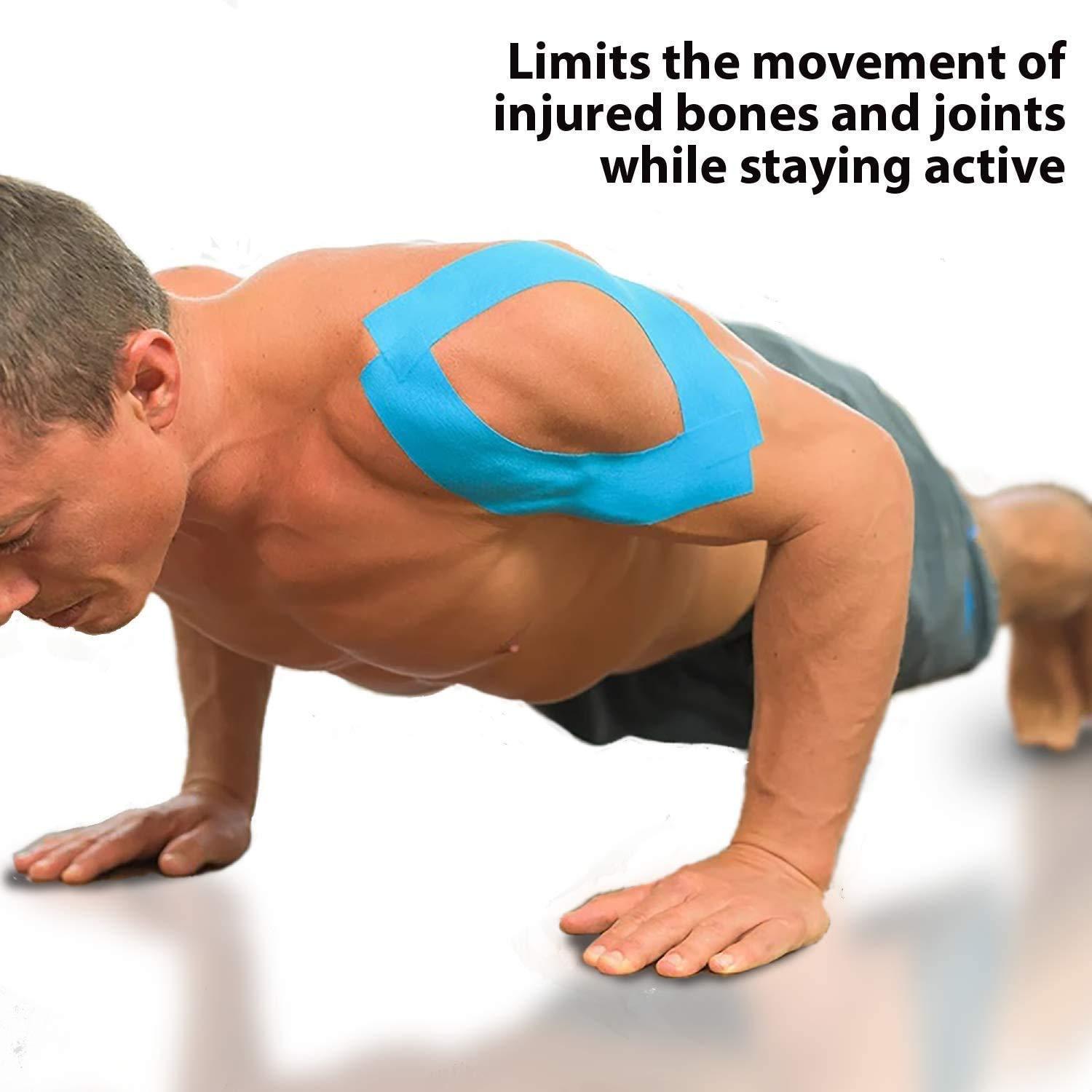 KIYO KIYO Waterproof Kinesiology Tape (5 m X 5 cm) Latex Free Breathable Athletic Sports Tape For Injury, Muscle Support, Pain Relief, Joint Support And Physiotherapy