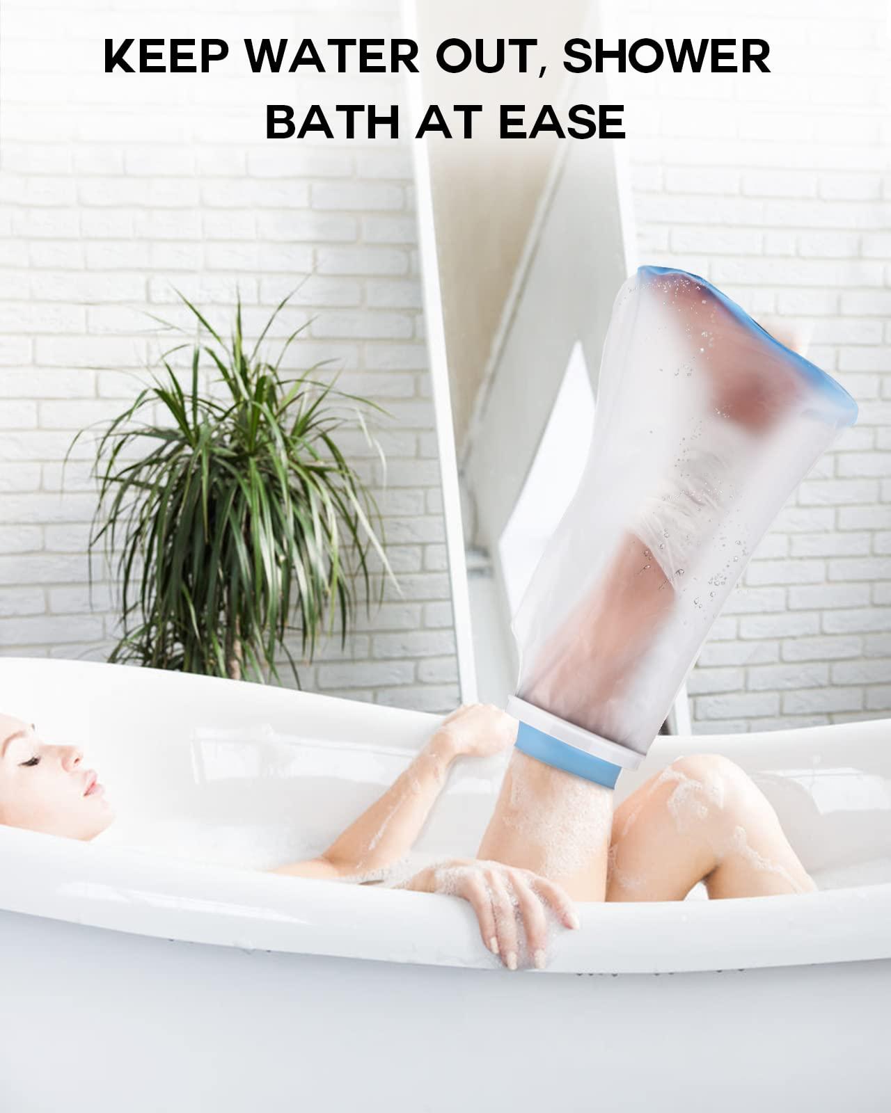 DNEOUXI DNEOUXI Waterproof Cast Covers for Shower Leg Adult, Cast Cover for Leg with Non-Slip Bottom, Watertight Leg Cast Protector for Knee Shank Foot Ankle Surgery Dressing Wound, Reusable