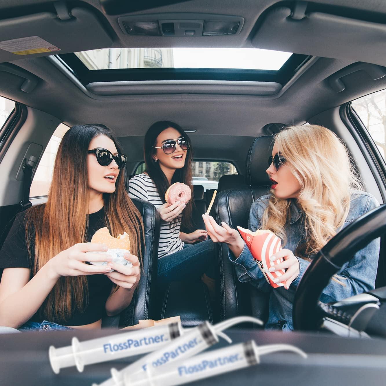 TeamNut FlossPartner Pocket Water Pick Flosser, Manual Water Jet Teeth Cleaning and Flossing. Ideal for Braces. Travel School Work Camping Sleepover. Smallest Portable. Reusable. Carry Everywhere!