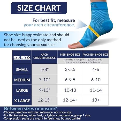 SB SOX SB SOX Compression Foot Sleeves for Men & Women - BEST Plantar Fasciitis Socks for Plantar Fasciitis Pain Relief, Heel Pain, and Treatment for Everyday Use with Arch Support (Blue, Large)