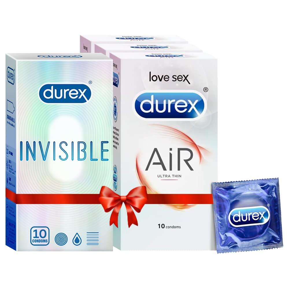 Durex Durex Invisible Super Ultra Thin Condoms for Men | 10 Count | Suitable for use with lubes & toys & Air Condoms for Men - 10 Count (Pack of 3) | Suitable for use with lubes & toys