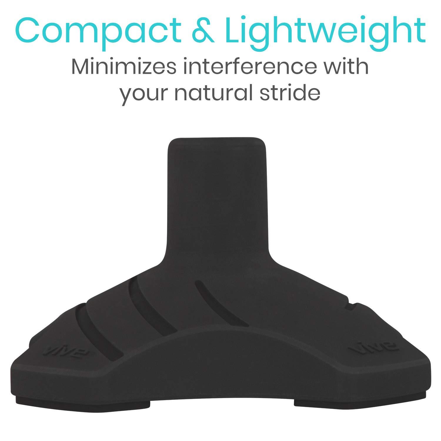 VIVE Vive Self Standing Cane Tip - 3/4 Inch Replacement - Heavy Duty Rubber Quad Base for Walking, Folding & Medical Canes - Stable Grip Traction Attachment - for Men, Women, Elderly & Seniors (Black)