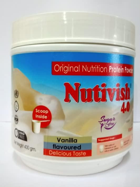 Nutivish Nutivish Vanilla Veg Protein Powder L-Glutamine EPA DHA Vitamins Minerals 400 gm Jar Health Drink