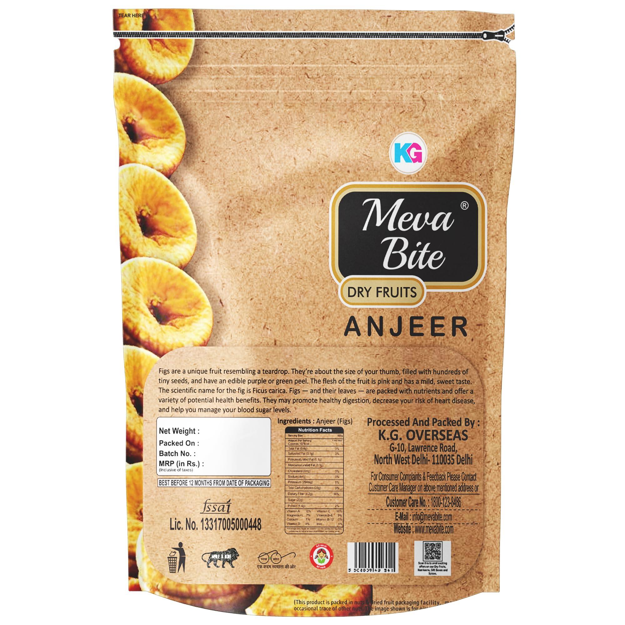 MEVABITE MevaBite Premium Dried Fig - 1kg | Sweet & Fresh Anjeer/Figs | 100% Vegan & Gluten Free | Good for Heart Health (Pack of 5 x 200 Grams)