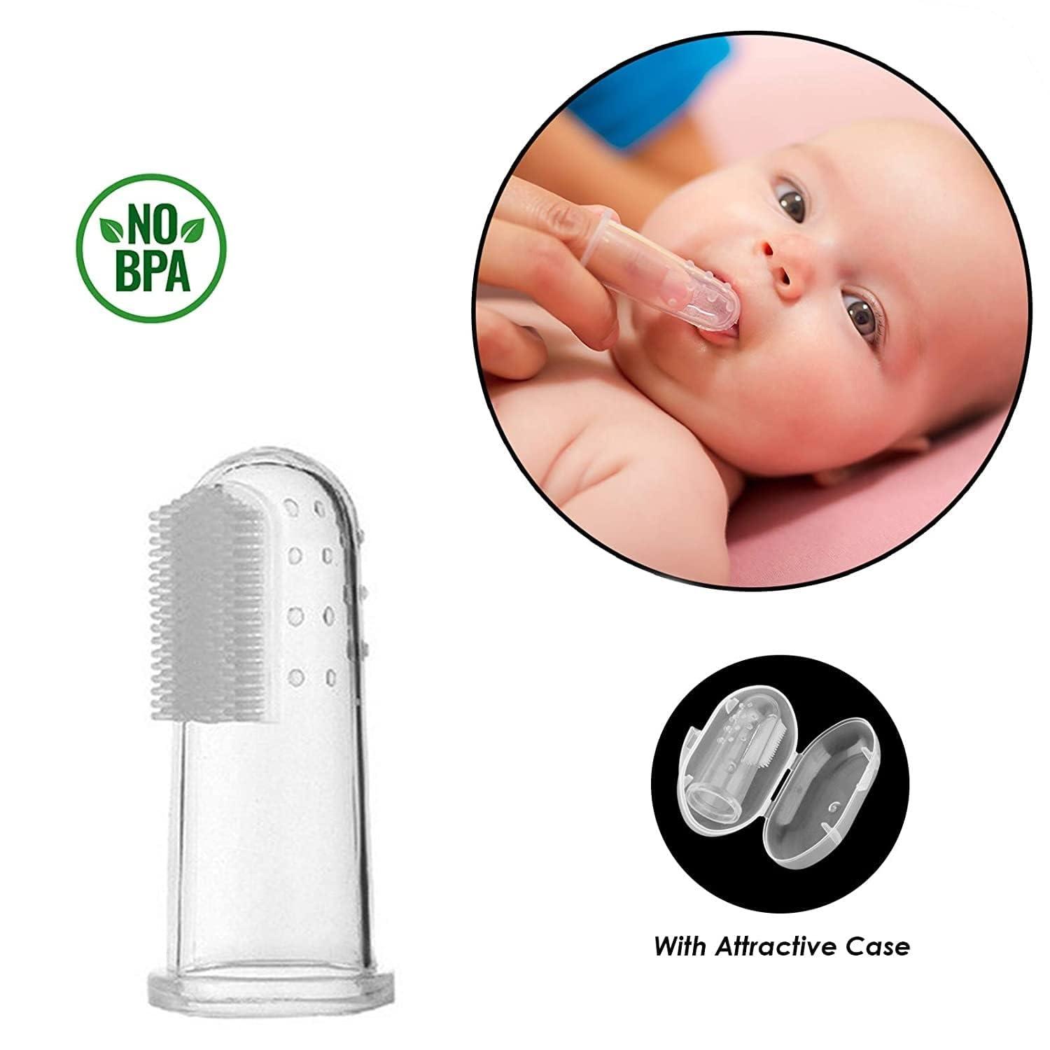 Generic Enorme Silicone Banana Shaped Toothbrush Teether and Baby Silicone Finger Toothbrush with case for Babies