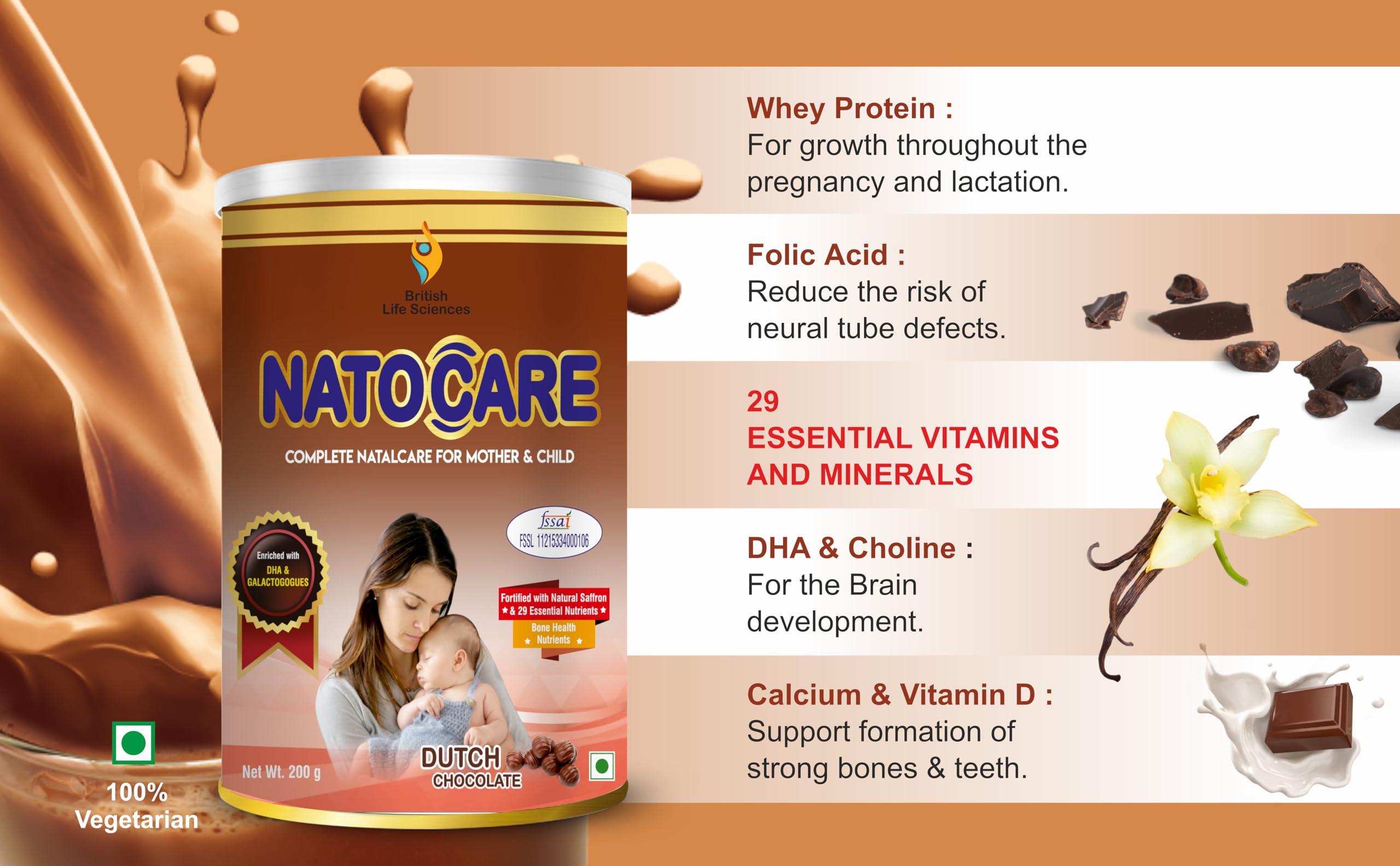 BRITISH LIFE SCIENCES PVT LTD ; Nutrition For A He BRITISH LIFE SCIENCES PVT LTD ; Nutrition for A Healthy Beginning Natocare-Lactation Supplement Powder for Breastfeeding Mother-Shatavari&Fenugreek Extract To Increase MilkSupply,200G(Dutch Chocolate)