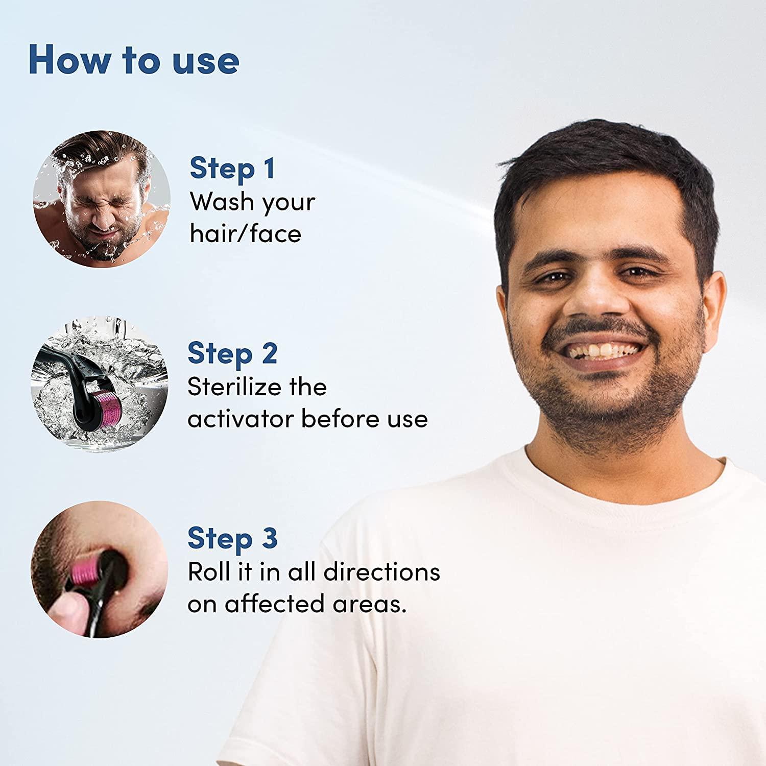 Man Matters Man Matters BeardGro Oil-In-Serum Roll On 25ml With Derma Roller 0.5 mm | Anagain, Aminexil & Rosemary | Reactivates Hair Cells, Improves Beard Density & Promotes Thicker Growth