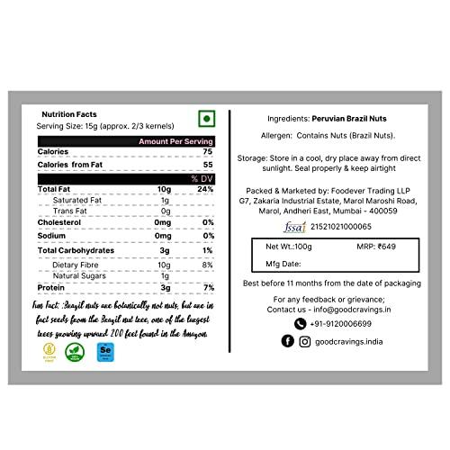 GOOD CRAVINGS Good Cravings Jumbo Healthy Brazil Nuts (250 Gram) | Rich in Selenium and Iron | Boosts Immunity and Improves Stamina | All Natural, No Added Preservatives