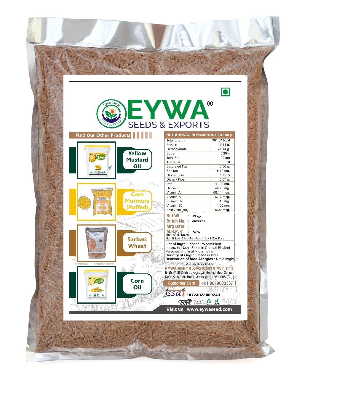 Eywa Seeds & Exports Pvt Ltd KHAPLI WHEAT GRAINS (15 KG) for eating and cooking | khapli gehu daane | Produce of India from Organic Farms | BY EYWA