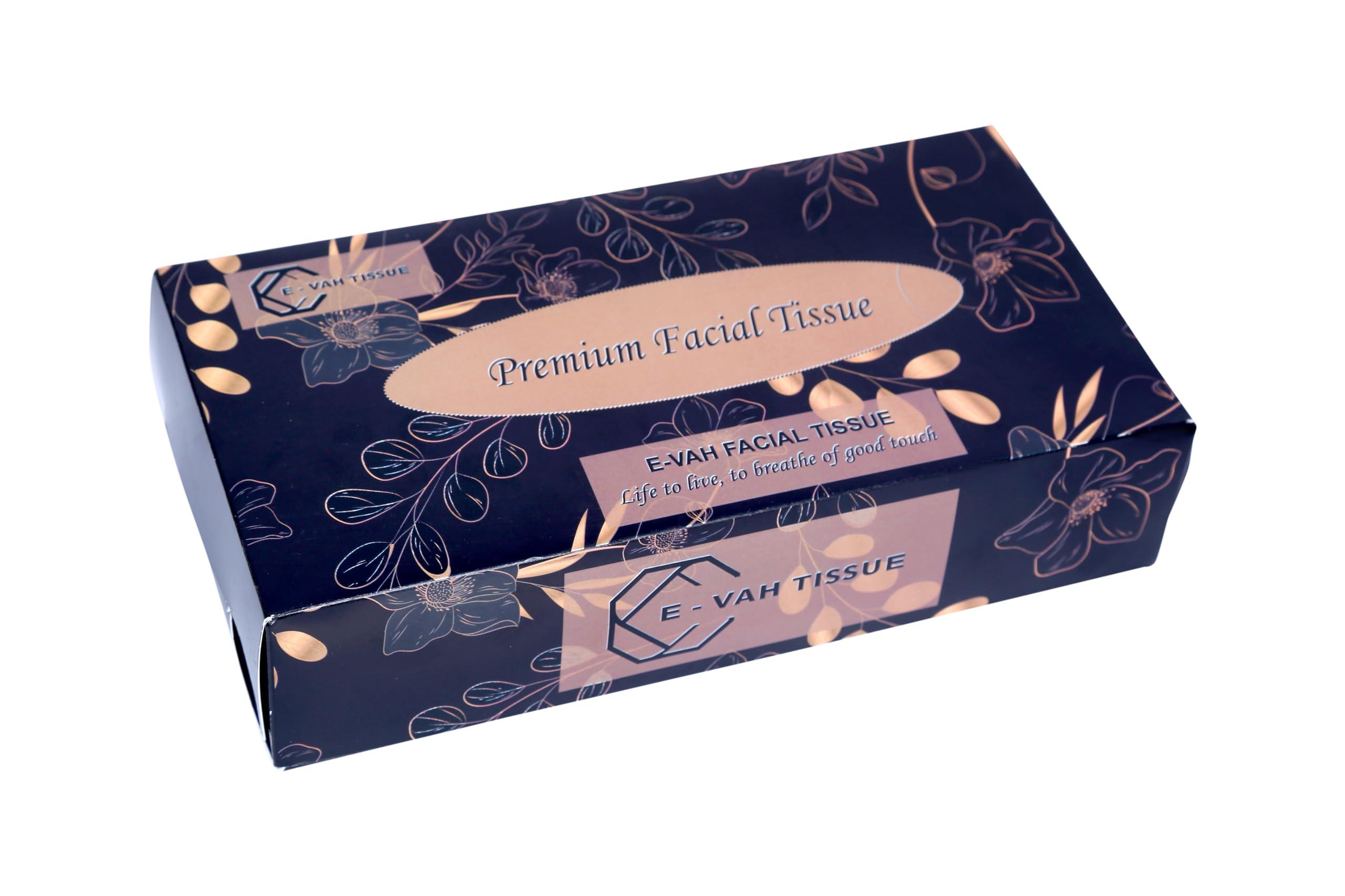 E-VAH E-Vah UltraSoft Facial Tissues - Hypoallergenic 2-Ply Tissue Paper 100 Sheets Each) Pack of 4, Gentle on Skin, Extra Soft, Absorbent, Ideal for Sensitive Skin and Gentle Care