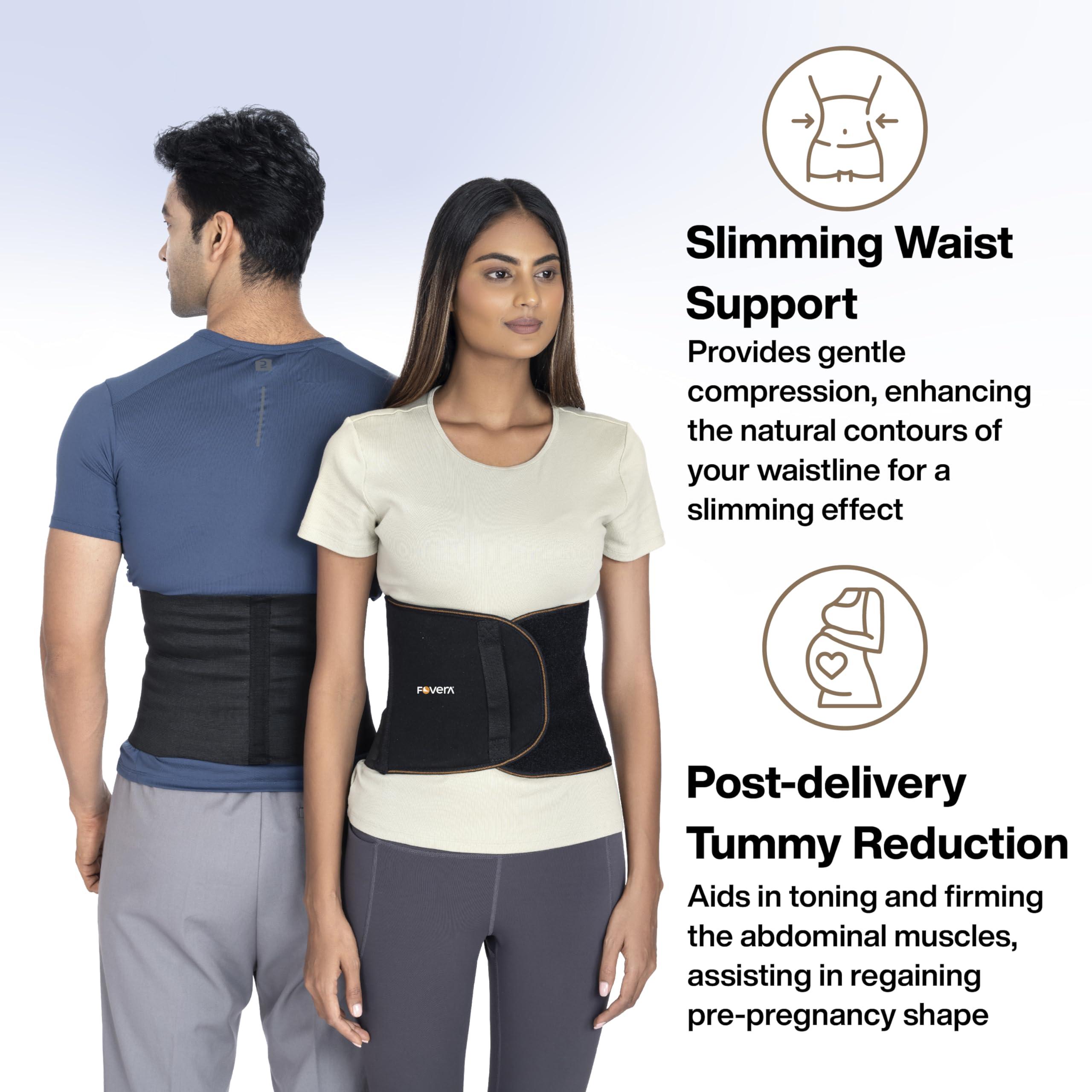 FOVERA FOVERA Abdominal Belt 9 Inch, Ideal for Lower Back Pain Relief, Slimming Waist, Post Delivery for Tummy Reduction, Breathable Material For Men & Women (Size - L, 1 Unit)