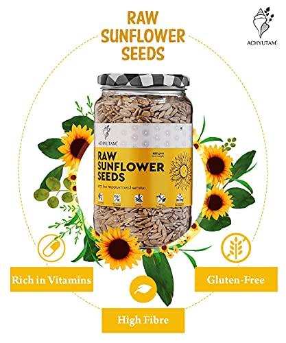 Indicow Indicow Achyutam Raw Seeds | Natural Chemical Free Edible Seeds| Glass Jar 500gms (Sunflower Seeds, 500 gm)