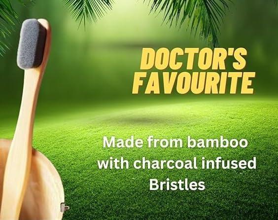 HMD INDIA HMD INDIA (Pack of 4) Wave Nano Bristle Round Handle Organic Bamboo Toothbrush With 20,000 Ultrafine Bristles | Eco-Friendly, Biodegradable | Doctor\'s Favourite BPA Free for Unisex