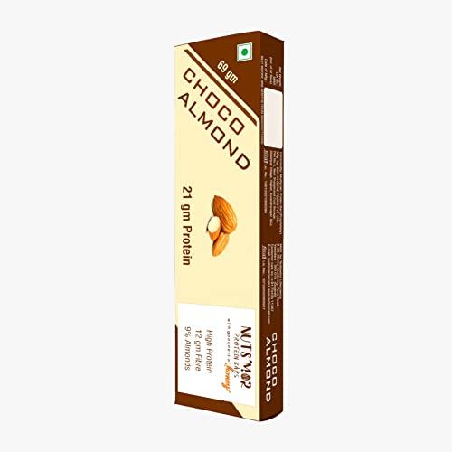 NUTS'MOR NUTS'MOR- Protein Bars-Choco Almond 21gm Protein Bar- Pack of 6 (6 x 69g) - No Added Sugar - All Natural