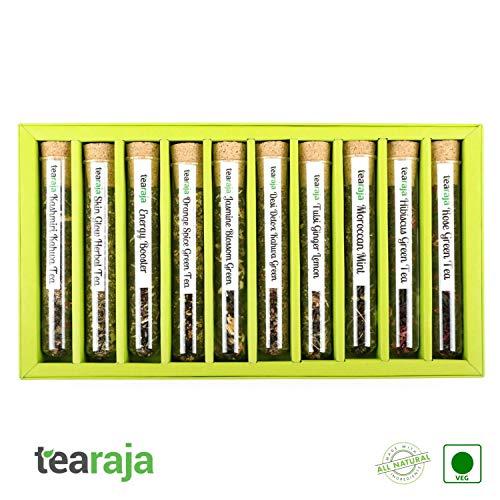 Tearaja Tearaja AURORA Green Tea Gift Box | 10 Test Tubes with Speciality Tea | Herbal Tea Gift | Corporate Gift | Tea Gift | Herbal Tea Gift Pack | New Year Gift | Gifts for Employees | Valentine's Day Gift