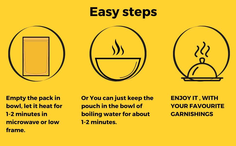 Genie food group GENIE FOOD Instant Ready to Eat Dal Rice Pack of 3- [Each Pack After Cook-250Gm] I Just Add Boiled Water I No Preservastives & Colors I Pure Veg | 100% Natural