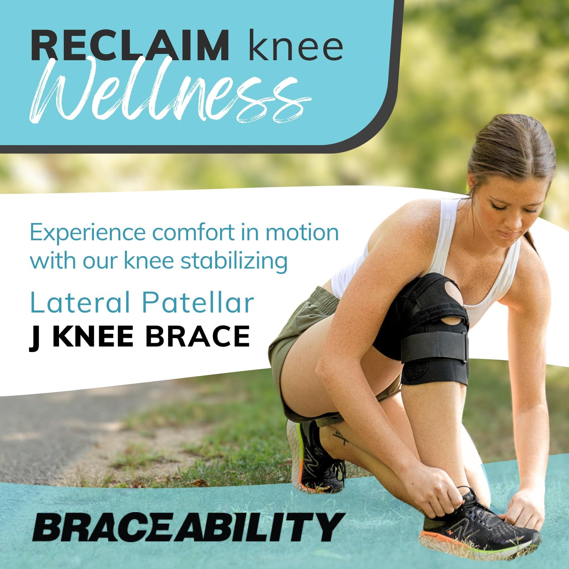 BraceAbility BraceAbility J Patella Knee Brace - Lateral Patellar Stabilizer with Medial and J-Lat Support Straps for Dislocation, Subluxation, Patellofemoral Pain, Left or Right Kneecap Tracking (3XL)