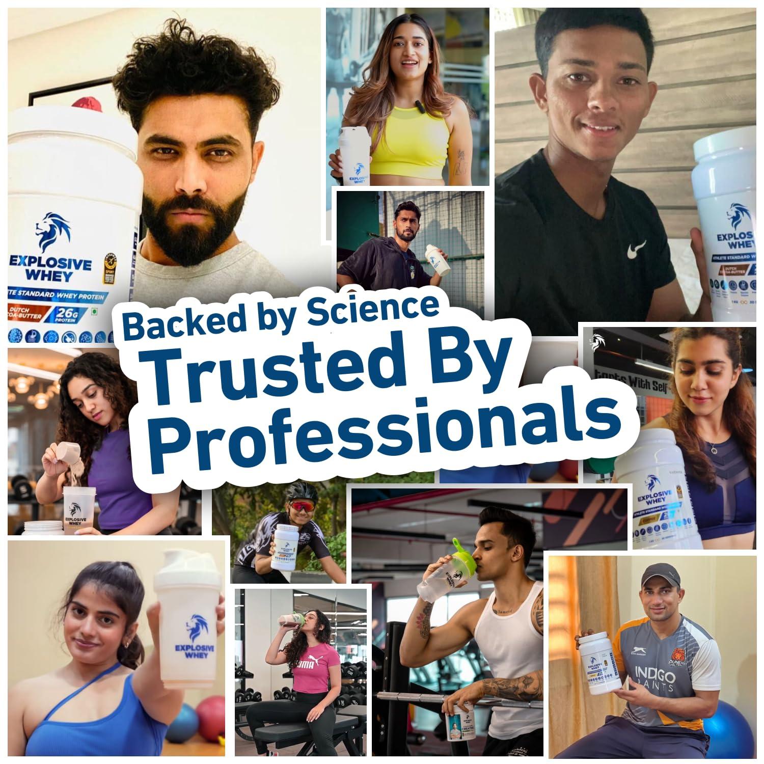 EXPLOSIVE WHEY Explosive Whey Elite Series Whey Protein - Trusted by M.S. Dhoni and Kedar Jadhav | Premium, Concentrate Sport Supplements for Enhanced Muscle Growth and Recovery (30 Servings - 1Kg, COOKIE & CREAM 24g Protein)