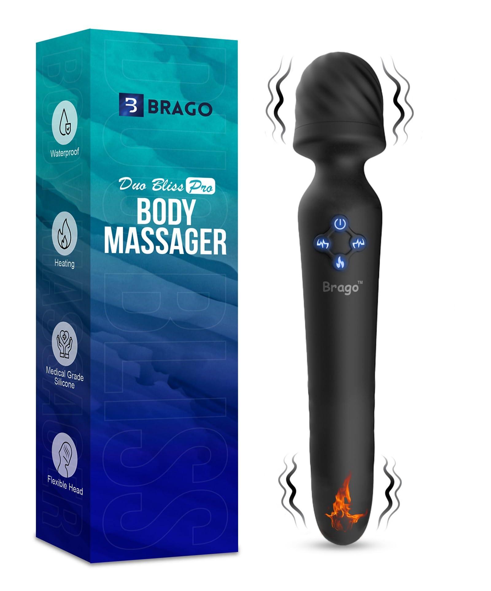 Brago Brago Body Massager Handheld Dual Head Massager for Pain Relief Relaxation, Rechargeable (DuoBliss - Black)