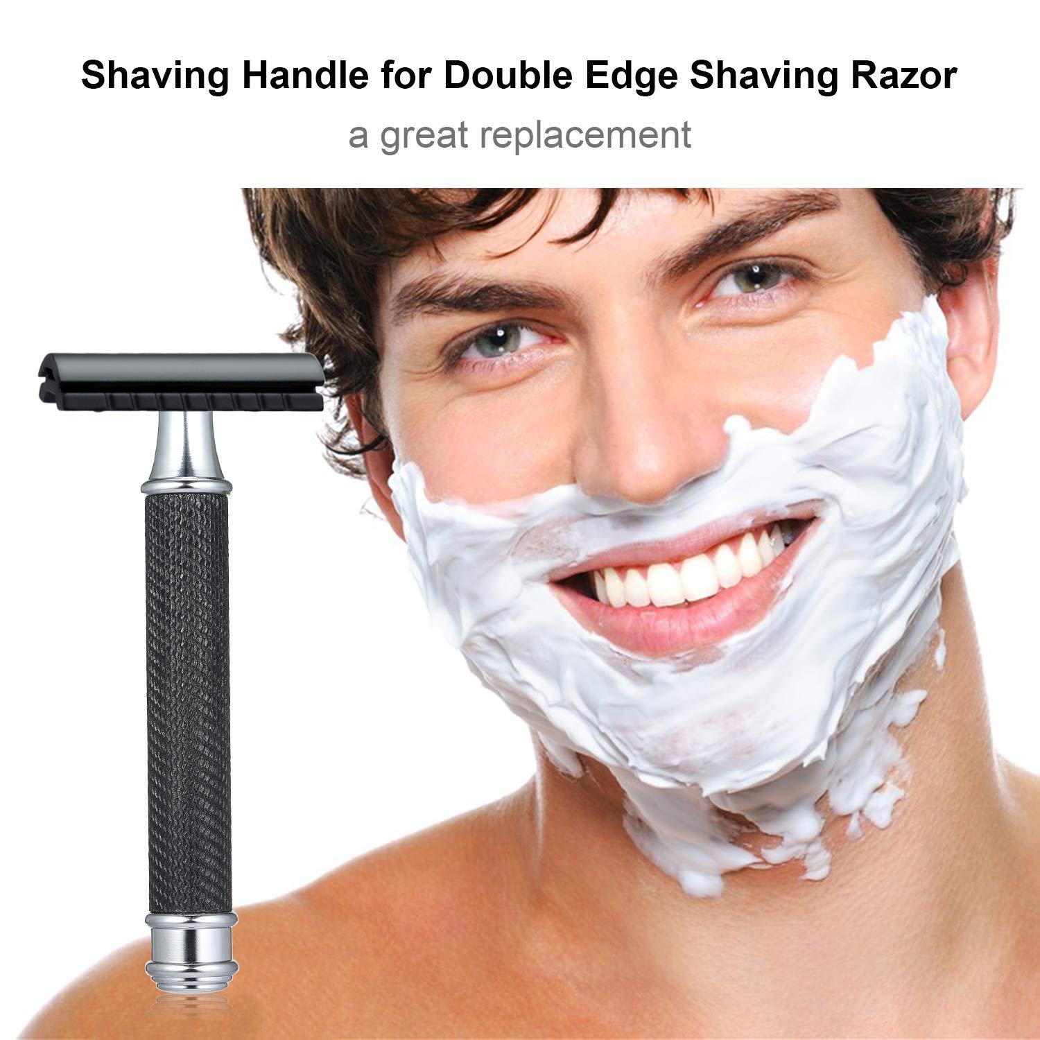 Honeytecs Honeytecs Stainless Steel Shaving Handle for Double Edge Shaving Razor Safety Replacement Beard Razor Handle Grip Manual Mustache Removal Shaving Tool Accessories