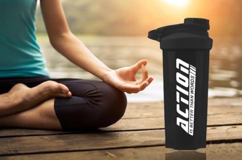 ELLEGIANT ELLEGIANT Gym Shaker Bottle for Protein Shake | Combo Pack with Portable Protein Powder Container | Supplement Powder Carrying Funnel with carbiner Key Chain |Combo Pack of 2 | 700 ML