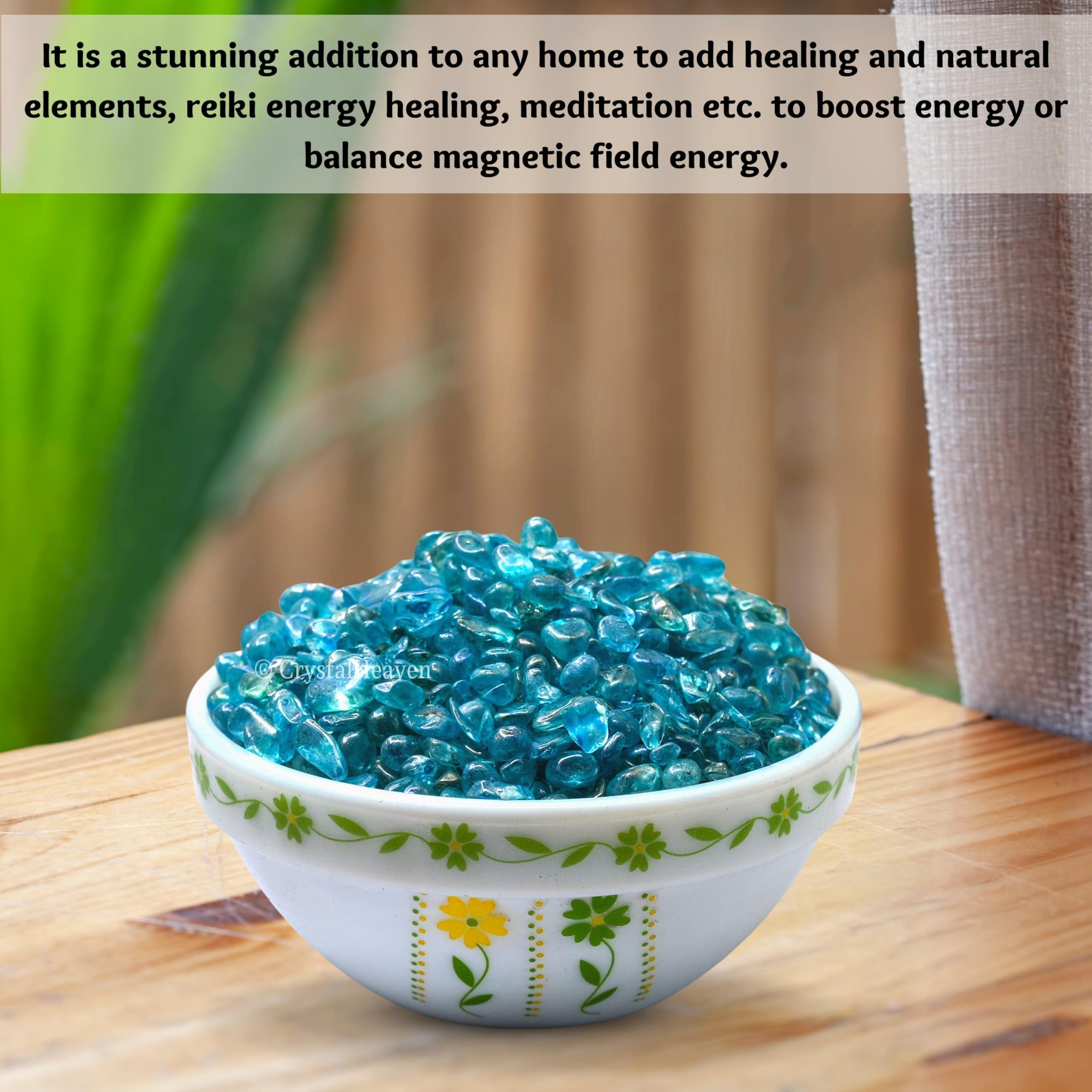 Crystal Heaven Aqua Aura Quartz Crystal Raw Chips - 50 Grams Crystal Stones for Pooja Supplies Vastu Crystal Grids, Meditation, and Healing Practices - Chakra Balancing and Protection Stone